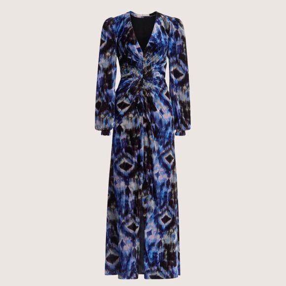 Marie Oliver Elsbeth Blue Tie-Dye Long Sleeve Multi Dress - Picture 1 of 5